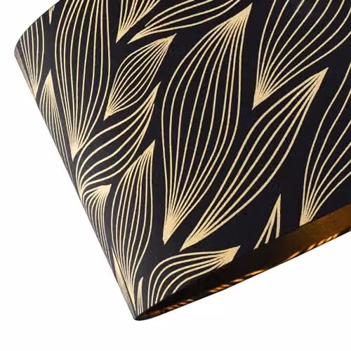 Happy Homewares Black Cotton Lamp Shade with Gold Foil Leaves and Satin Lining, W/D/H: 20 x 20 x 30 cm – 2