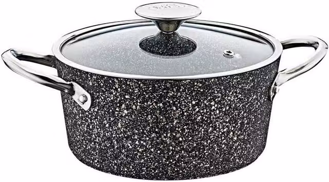 OMS Black Non-Stick Granite Coated Aluminium Saucepan, 20 cm