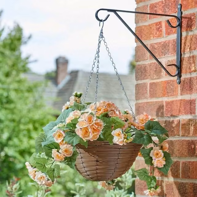 Garden Greatness Regal Begonia Blooms Artificial Hanging Basket, Multicolour