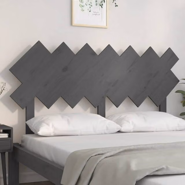 Berkfield Home Beautiful Bed Headboard in Grey Solid Pine Wood, W: 141 cm, D: 3 cm, H: 80.5 cm – 1