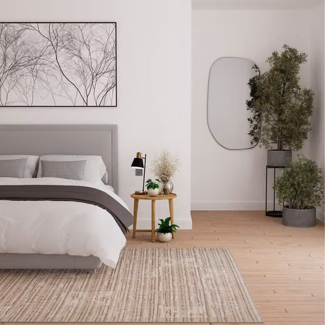 The Rug House Natural Geometric Living Area Rug in Beige and Anthracite, W: 230 cm, D: 160 cm