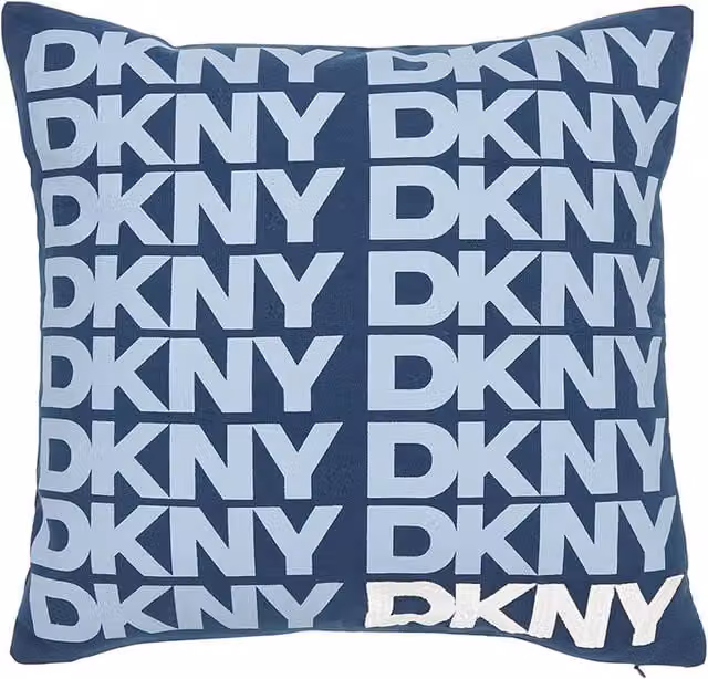 DKNY Blue Cotton Logo Square Cushion, W/D/H: 45 x 45 x 45 cm – 1