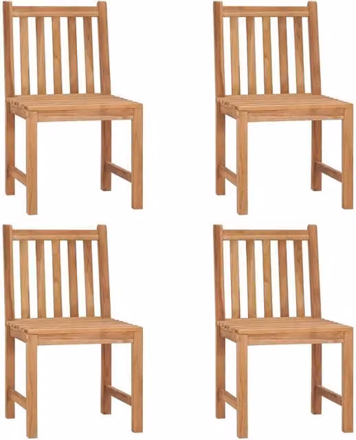 Berkfield Home Set of 4 Brown Solid Teak Wood Garden Chairs – 1