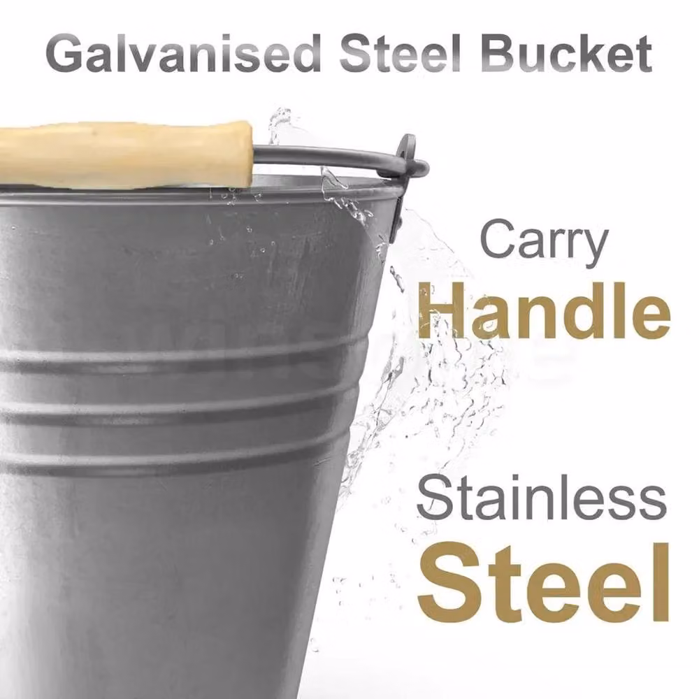 NESTLUNE 12L Large Traditional Galvanised Strong Steel Bucket in Silver – 2