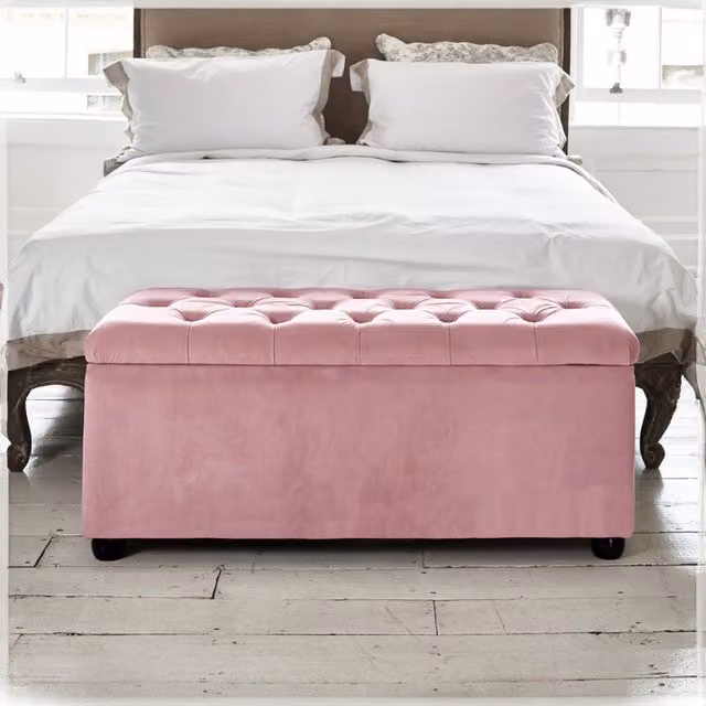 Paradise Furniture UK Chesterfield Ottoman Tufted Velvet Storage Box in Pink