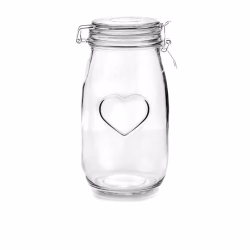Nicola Spring Heart Shaped Glass Storage Jar with Airtight Clip Lid, 1.5 l, Transparent – 1