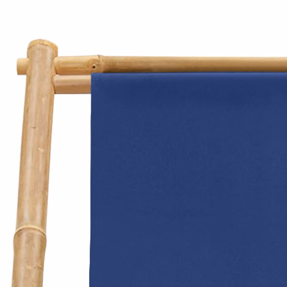Berkfield Home Bamboo and Canvas Deck Chair in Navy Blue – 4