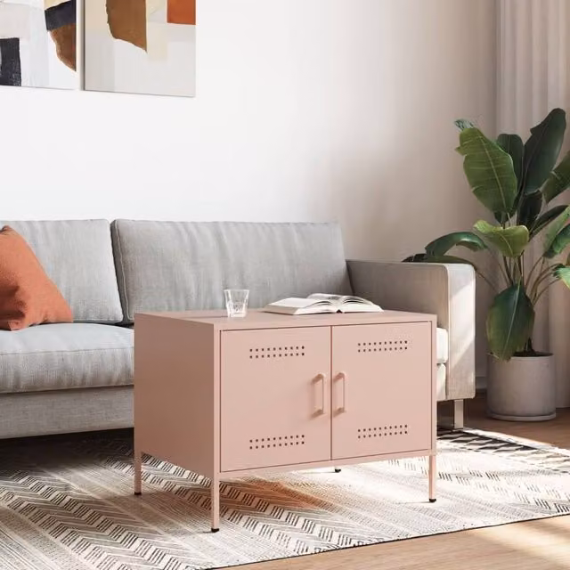 Berkfield Home Pink Metal Coffee Table W: 68 cm, D: 50 cm, H: 50.5 cm – 1