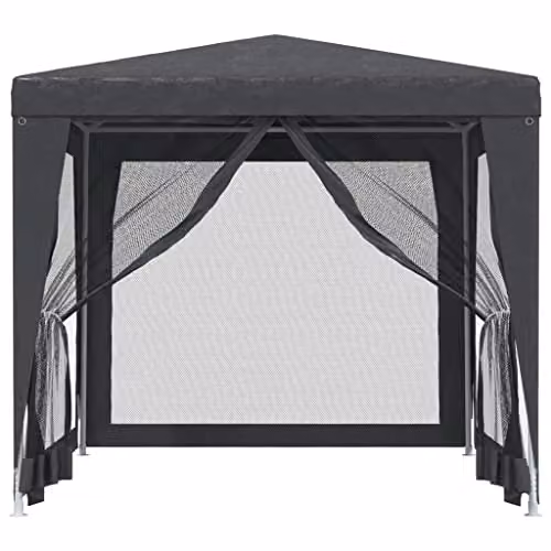 vidaXL Party Tent with 4 Mesh Sidewalls in Anthracite, W/D/H: 250 x 250 x 245 cm – 5