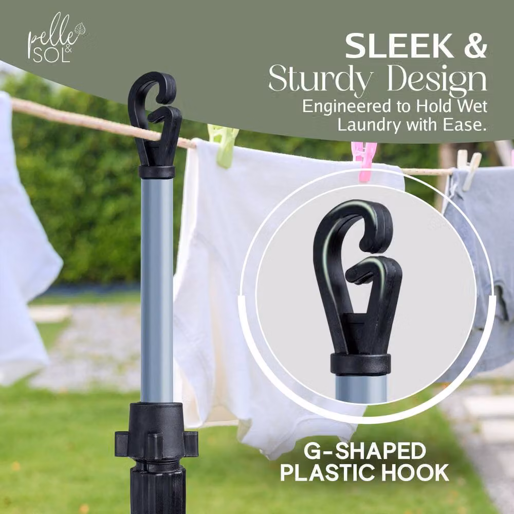 Pelle & Sol Set of 4 Grey Telescopic Iron Washing Line Poles, 2.2m Height – 5