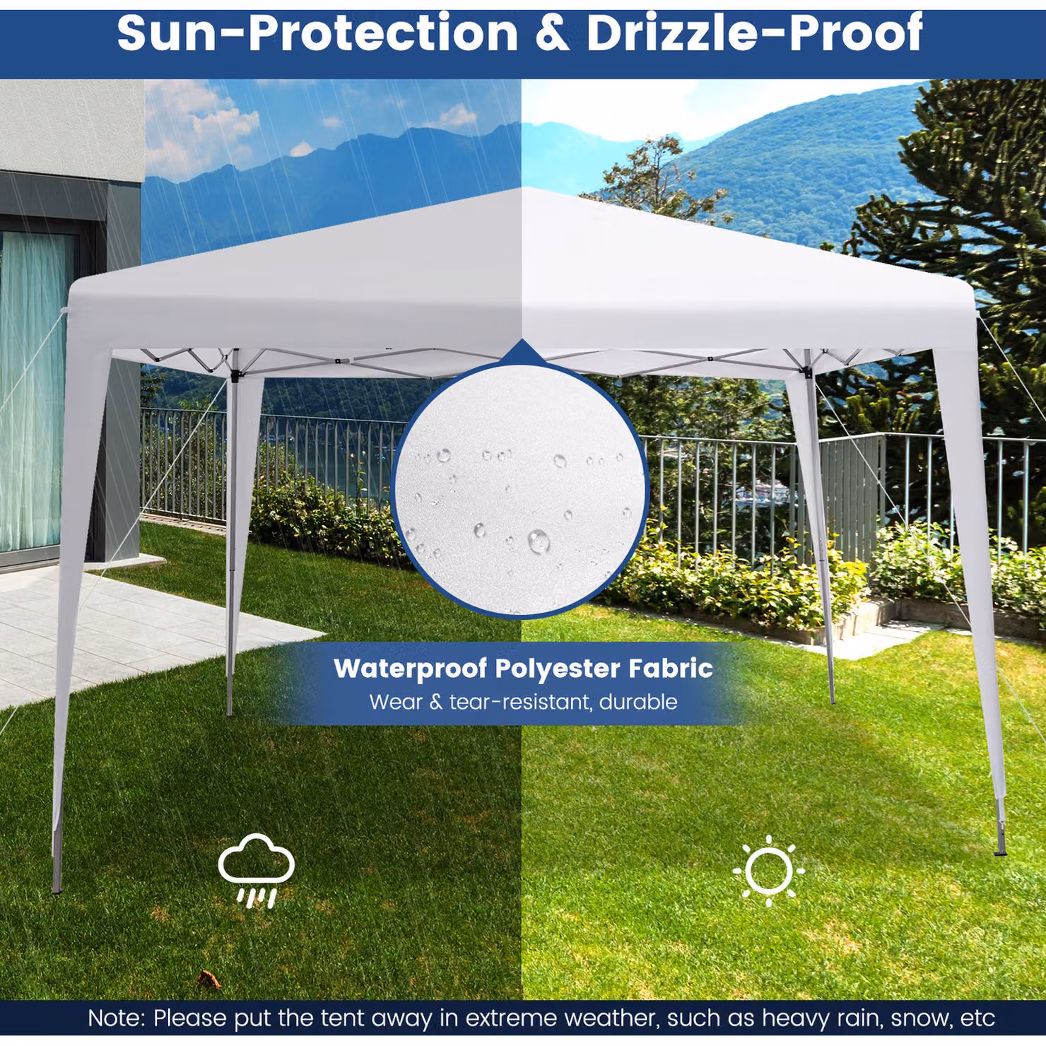 Costway Outdoor Instant Pop-up Canopy, White, W: 305 x 305 cm – 2