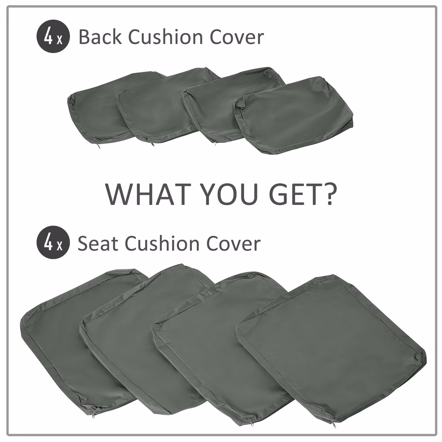 Outsunny Grey Rectangular Replacement Polyester Cushion Cover for Garden Rattan Corner Sofas – 3