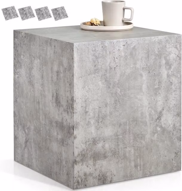 TECTAKE Lasley Cube Design Modern Square Coffee Table in Concrete Look Grey and Black