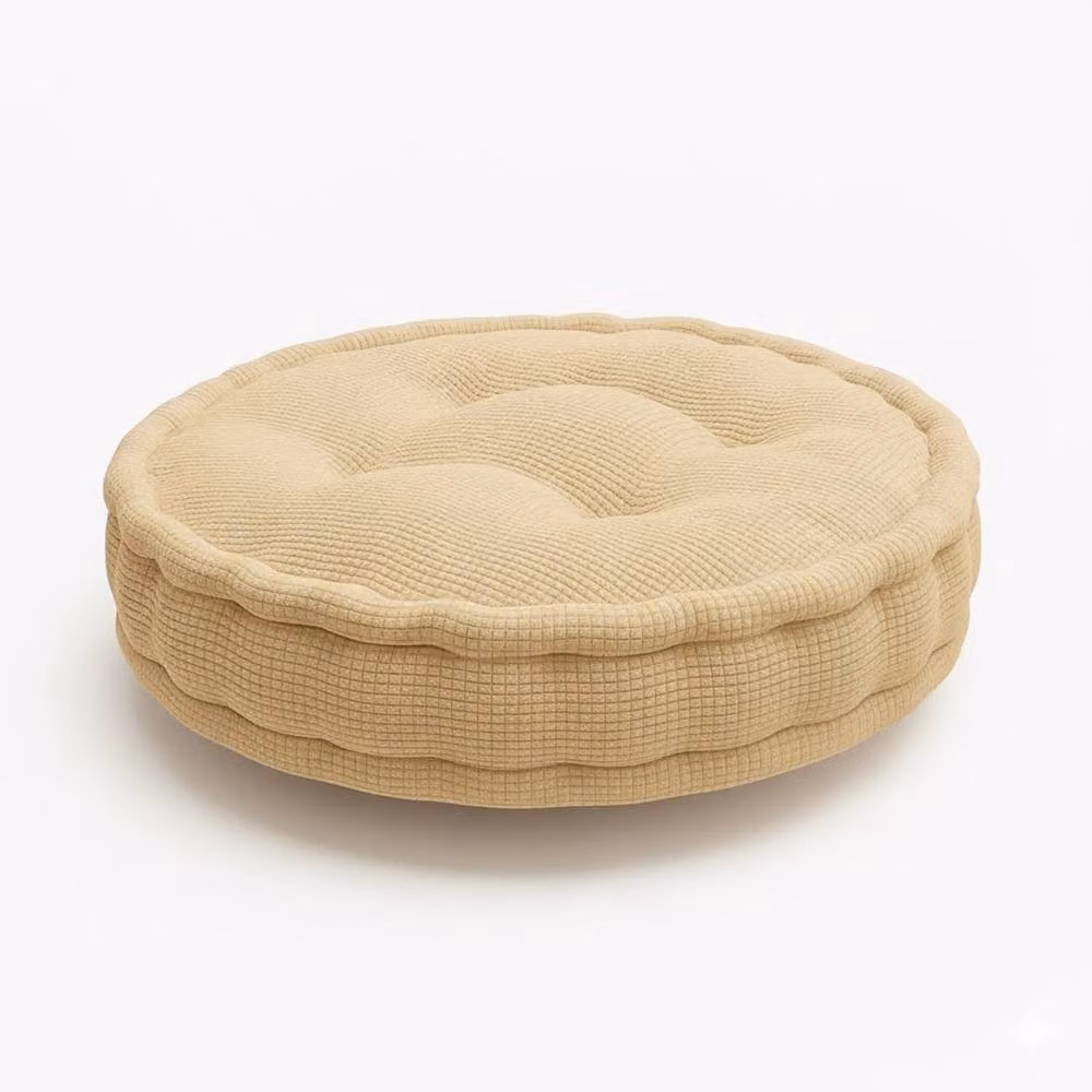 Snug City Teddy Fabric Round Booster Cushion in Beige, W/D/H: 45 x 45 x 45 cm – 2