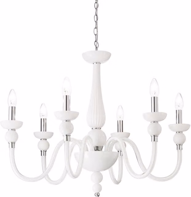 Ideal Lux Doge 6 Light Chandelier in White with Transparent Glass and E14 Base