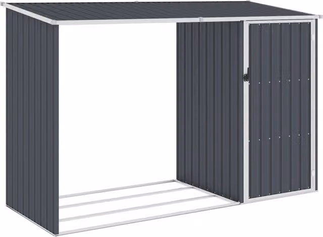 Berkfield Home Garden Anthracite and Black Modern Galvanised Steel Firewood Shed, W/D/H: 245 x 98 x 159 cm
