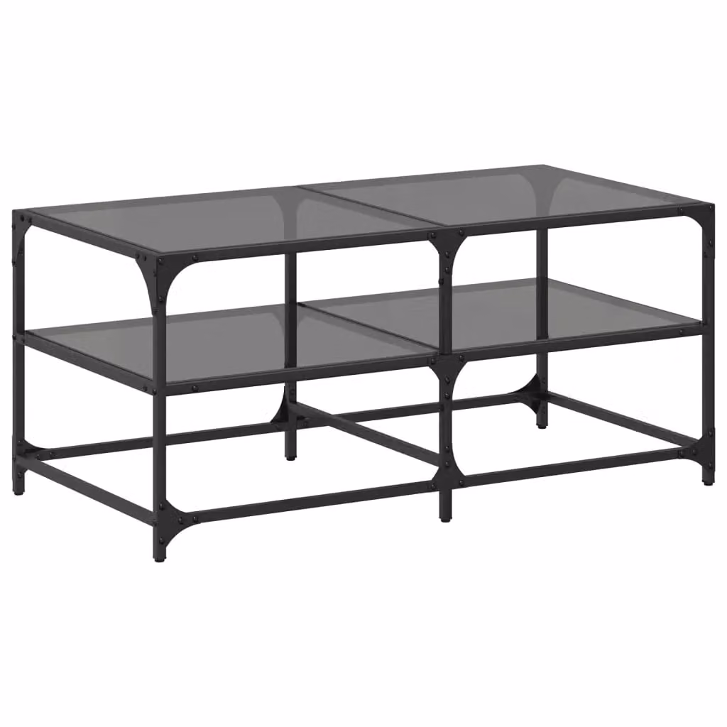 Berkfield Home Rectangular Coffee Table with Black Glossy Glass Top and Steel Frame, W: 98.5 cm, D: 50 cm, H: 45 cm – 2