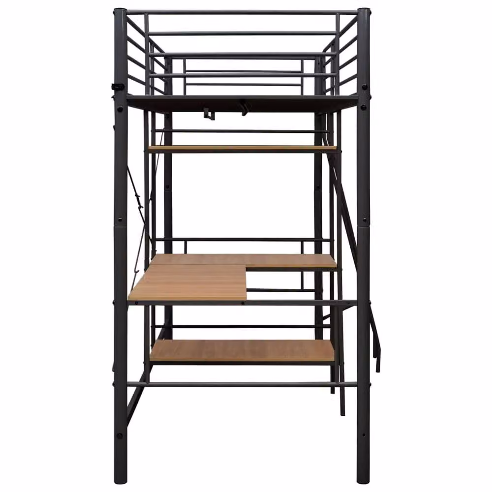 Berkfield Home Grey Metal Two-Level Childrens Bunk Bed with Side Compartments W/D/H: 90 x 200 cm – 2