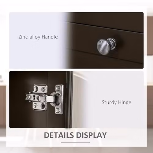 HOMCOM Modern Sideboard Storage Cabinet with 4 Doors and Glass, Black Brown, W/D/H: 120 x 40 x 90 cm – 6