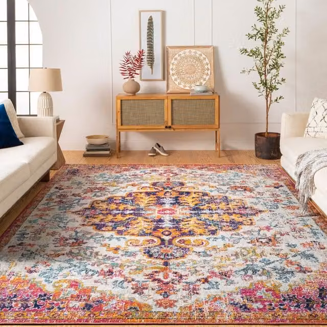 Livabliss Harput Vintage Pink Multicolour Traditional Boho Living Room Rug, W: 200 cm, L: 275 cm – 1