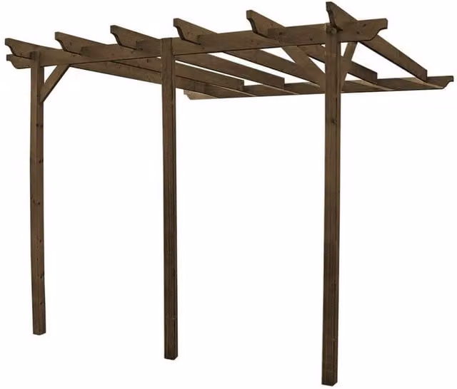 Rutland County Garden Furniture Ltd Wall Mounted Lean-to Garden Pergola in Brown and Green Wood – 1