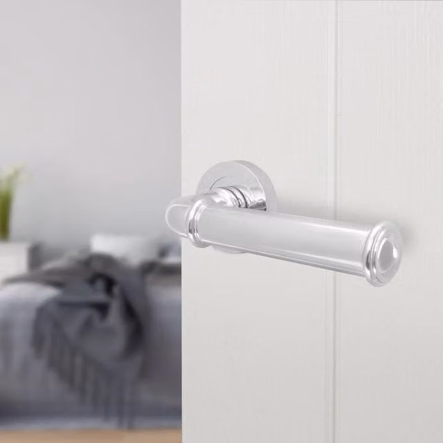 AFIT Polished Chrome Internal Lever On Rose Door Handle, Silver