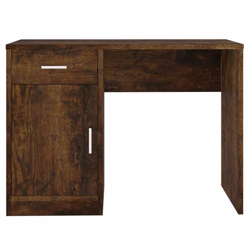 Berkfield Home Computer Desk with Drawer and Cabinet in Smoked Oak Brown, W/D/H: 100 x 40 x 73 cm – 4