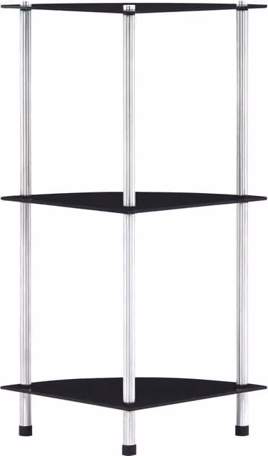 Berkfield Home 3-Tier Modern Shelving Unit in Black with Tempered Glass, W/D/H: 30 x 30 x 67 cm – 1