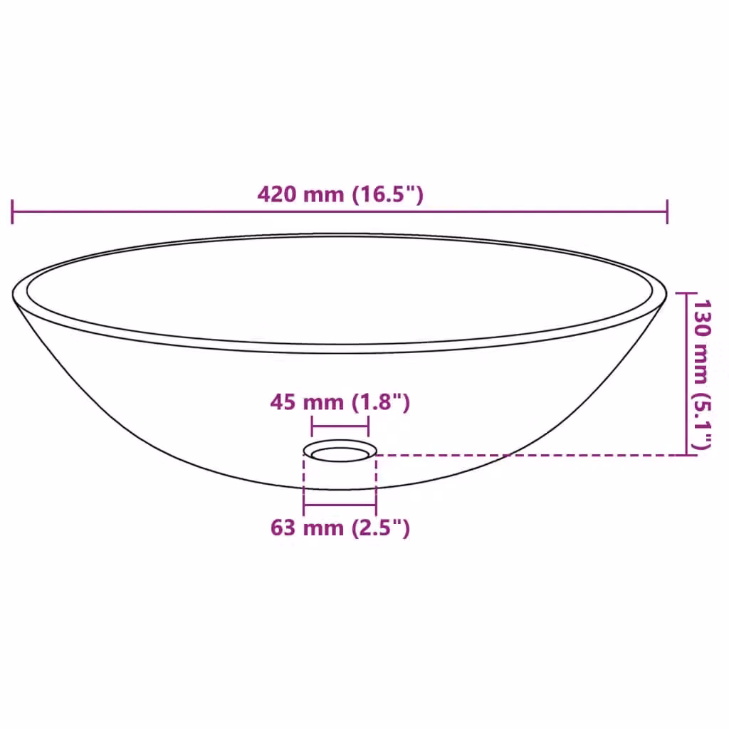 Berkfield Home Black Tempered Glass Basin, Diameter: 42 cm – 3