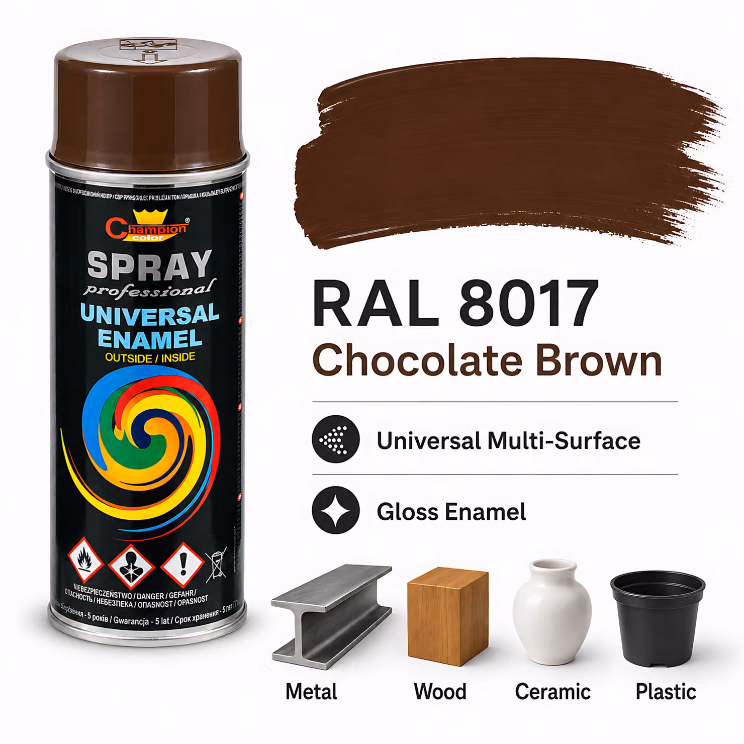 Sola High Gloss Universal Multi-Surface Spray Paint, RAL 8017 Choco Brown, 400 ml – 3