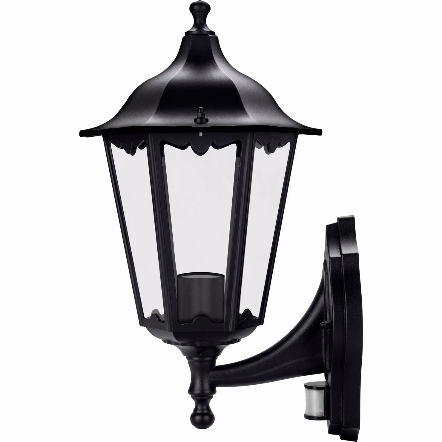 Luceco Six Panel E27 Coach Lantern with PIR Motion and Dusk Sensor in Black – 2