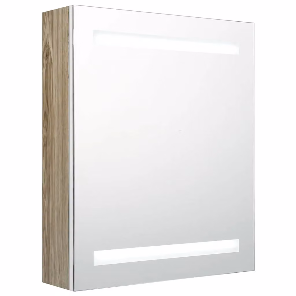 Berkfield Home LED Bathroom Mirror Cabinet in White and Oak, W/D/H: 50 x 14 x 60 cm – 2