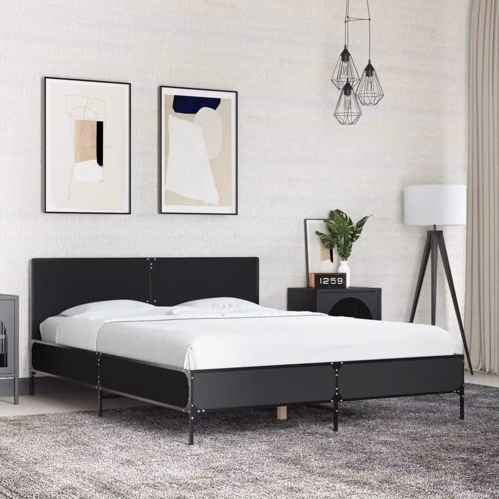 Berkfield Home Durable Small Double Bed Frame in Black, W/D/H: 120 x 190 cm – 2