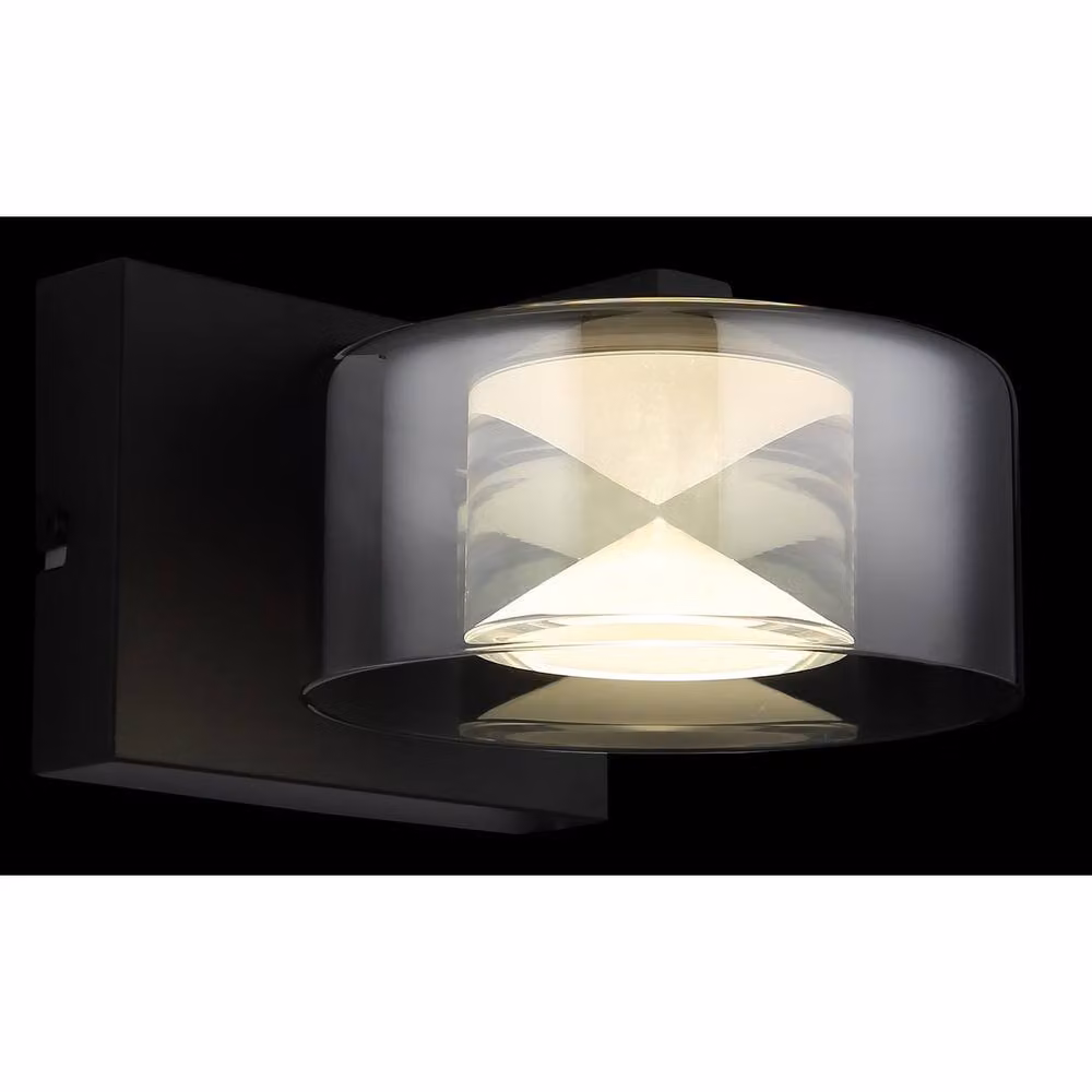 Netlighting Belinda LED Wall Lamp in Matt Black with Transparent Glass Shade, 4000K Cool White – 3