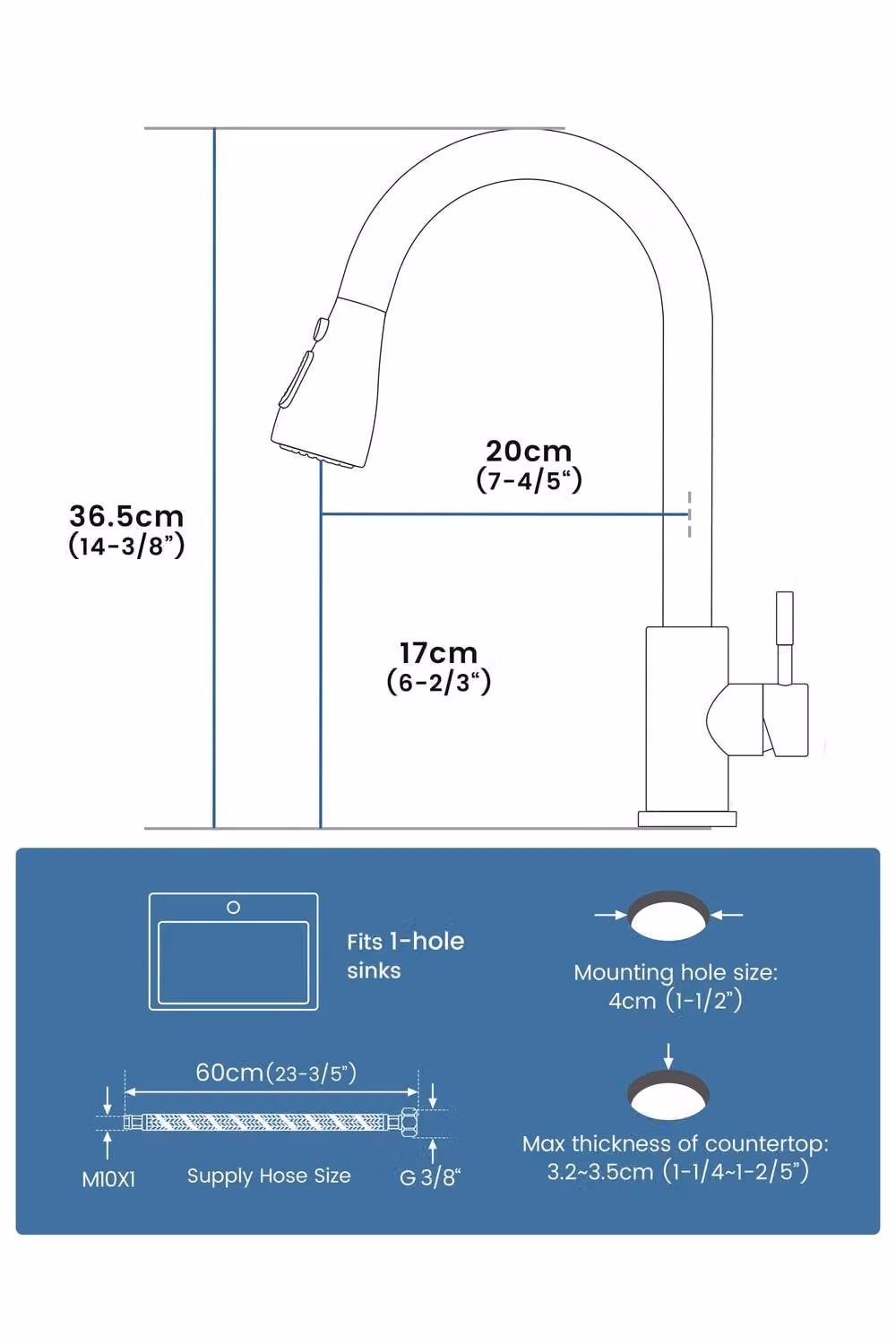 JANLEMNY Brushed Stainless Steel Pull-Out Spray Kitchen Mixer Tap in Silver – 4