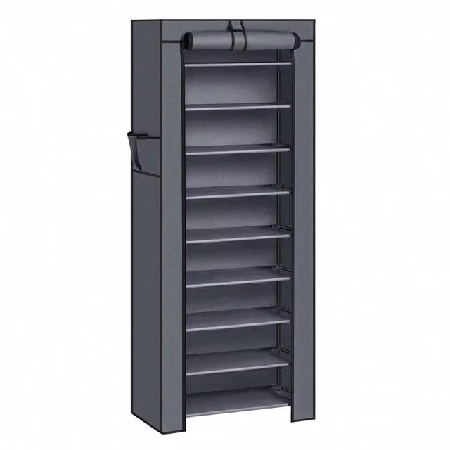 SONGMICS 10-Tier Shoe Storage Rack Organiser in Grey