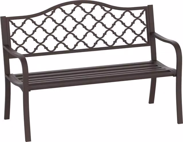 Outsunny Antique Style 2 Seater Cast Iron Garden Bench in Brown