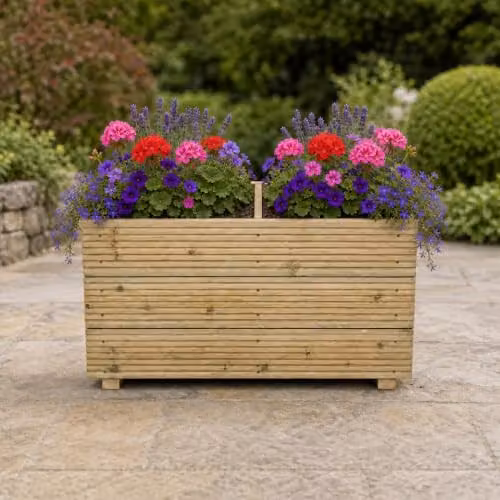 Cutncraft Designs Large Solid Wooden Patio Planter Herb Trough in Brown, Height: 47 cm – 2