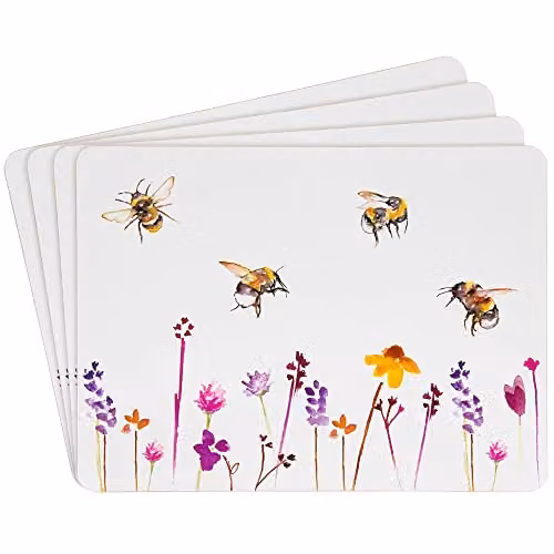 Garden Greatness Busybees Cork Back Table Place Mats, Set of 4, Multicolour