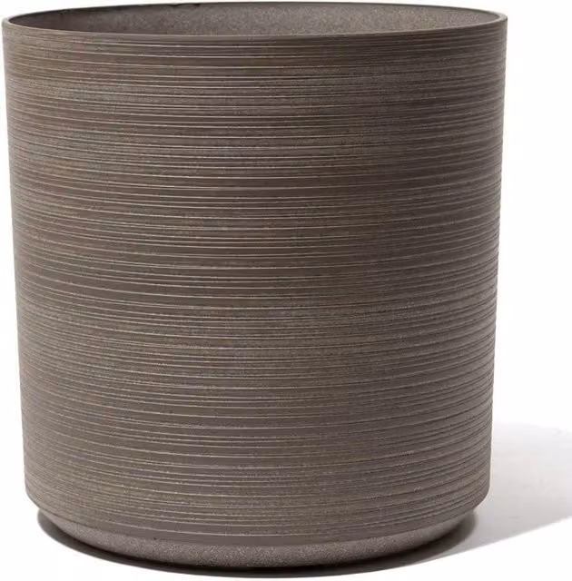 Primrose Garden Cylinder Patterned Ginger Stone Effect Outdoor Planter in Brown, Beige and Grey, Height: 43 cm