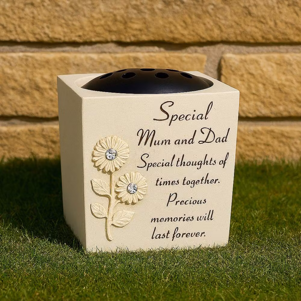 David Fischhoff Special Mum and Dad Memorial Grave Sunflower Rose Bowl in Cream – 2