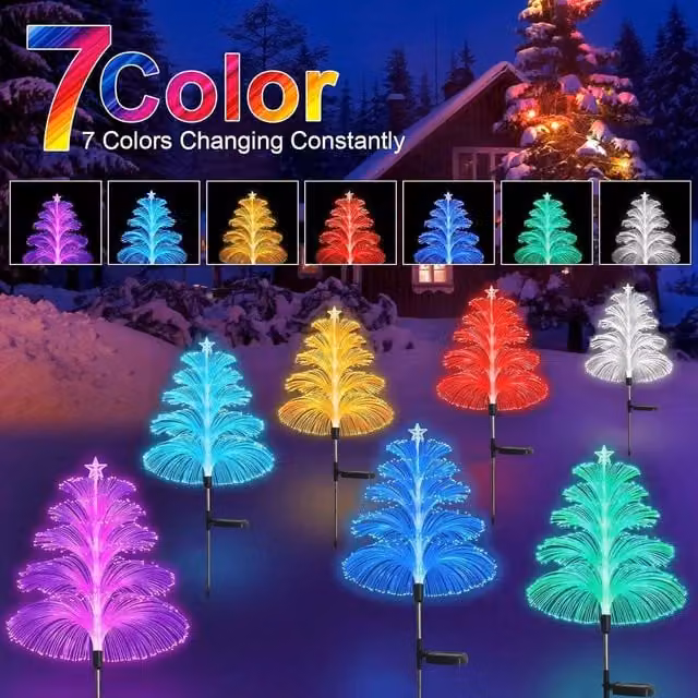 Leaper Pack of 2 Multicolour LED Solar Jellyfish-Shaped Garden Landscape Lights