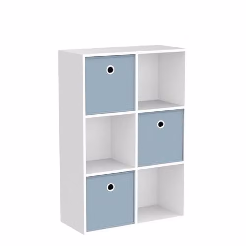 Vida Designs Durham 6 Cube Storage Organiser with 3 Grey Baskets, White – 3