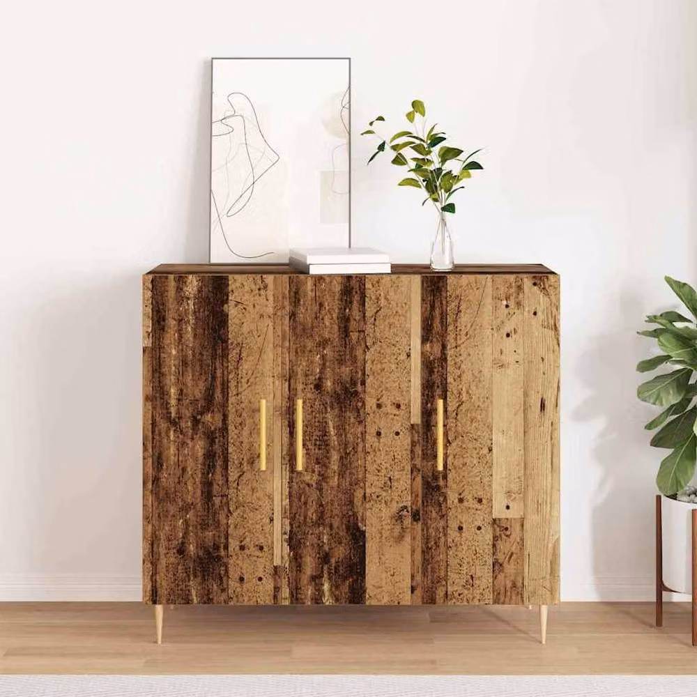 Berkfield Home Rustic Brown Sideboard in Old Wood, W/D/H: 90 x 34 x 80 cm – 2