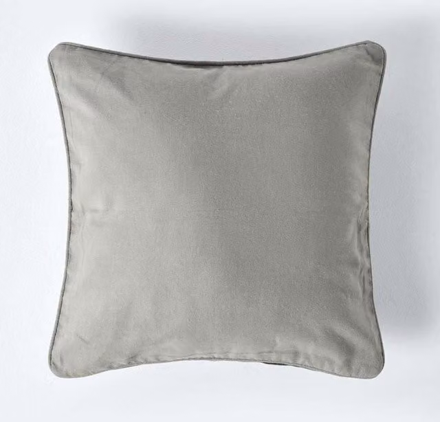 Homescapes Plain Cotton Square Cushion Cover in Grey, W/D/H: 30 x 30 x 30 cm – 1