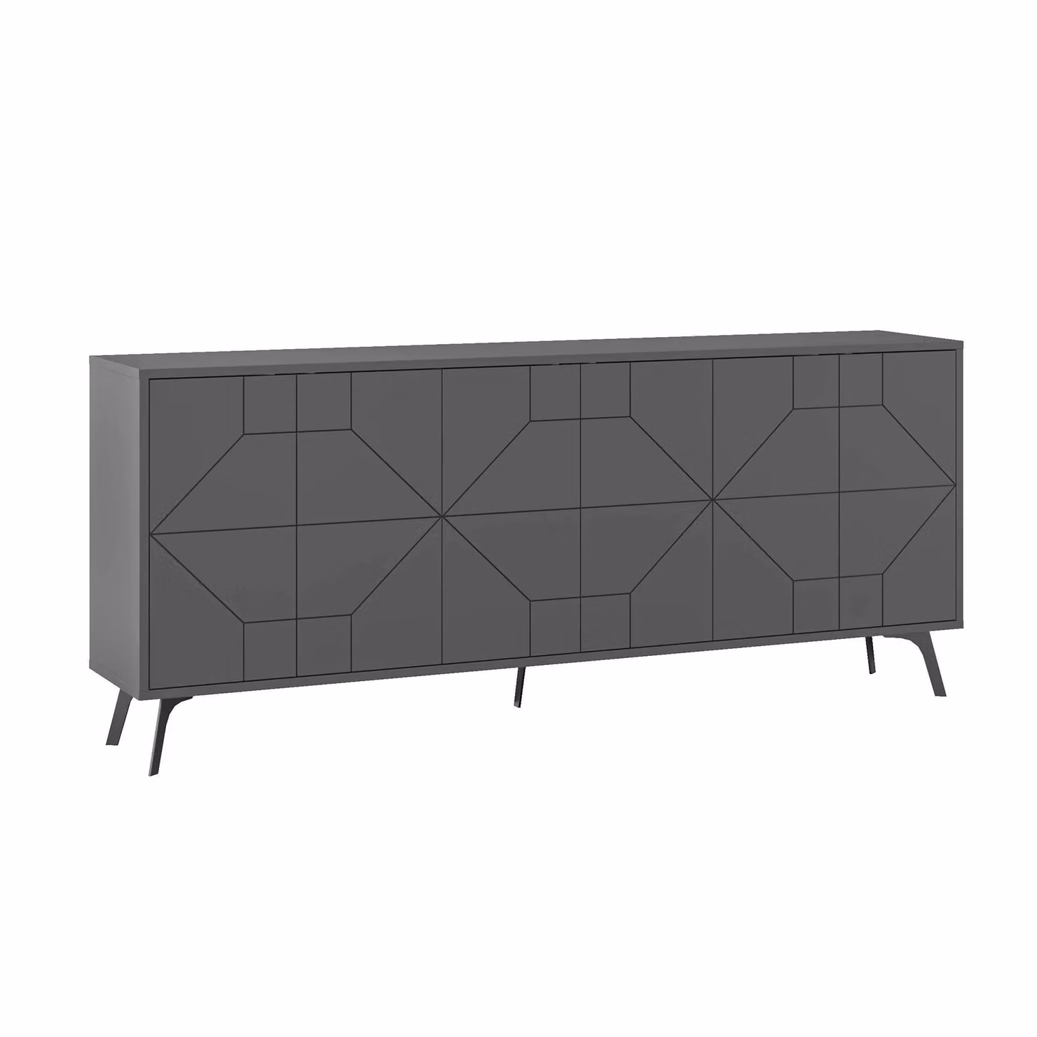 Decortie Dune 6-Door Push-to-Open Sideboard with Metal Legs in Anthracite Grey, W/D/H: 184 x 35 x 78 cm – 2