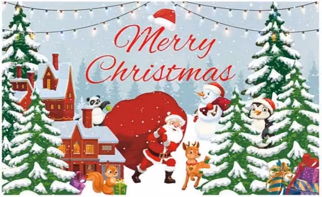Leaper White Christmas Reindeer Party Decoration Backdrop, W: 150 cm x H: 150 cm