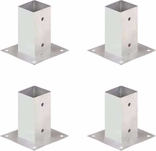 Berkfield Home Galvanised Metal Post Anchors, 4 Pack, Silver, 71 mm – 1