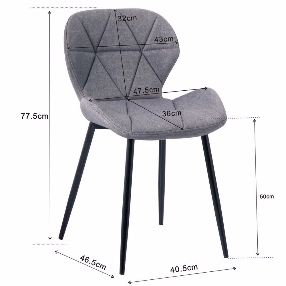 PAWNORA Set of 2 Modern Grey Fabric Dining Room Chairs with Beech Wood Legs – 2