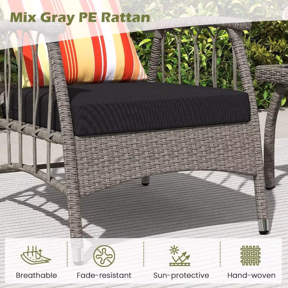Kelvenix 3 Piece Rattan Bistro Set in Grey – 3